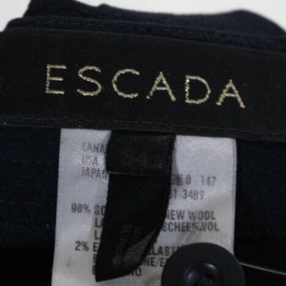 Escada Blue Wool Pleated High Rise Dress Pants 34 - Picture 8 of 8
